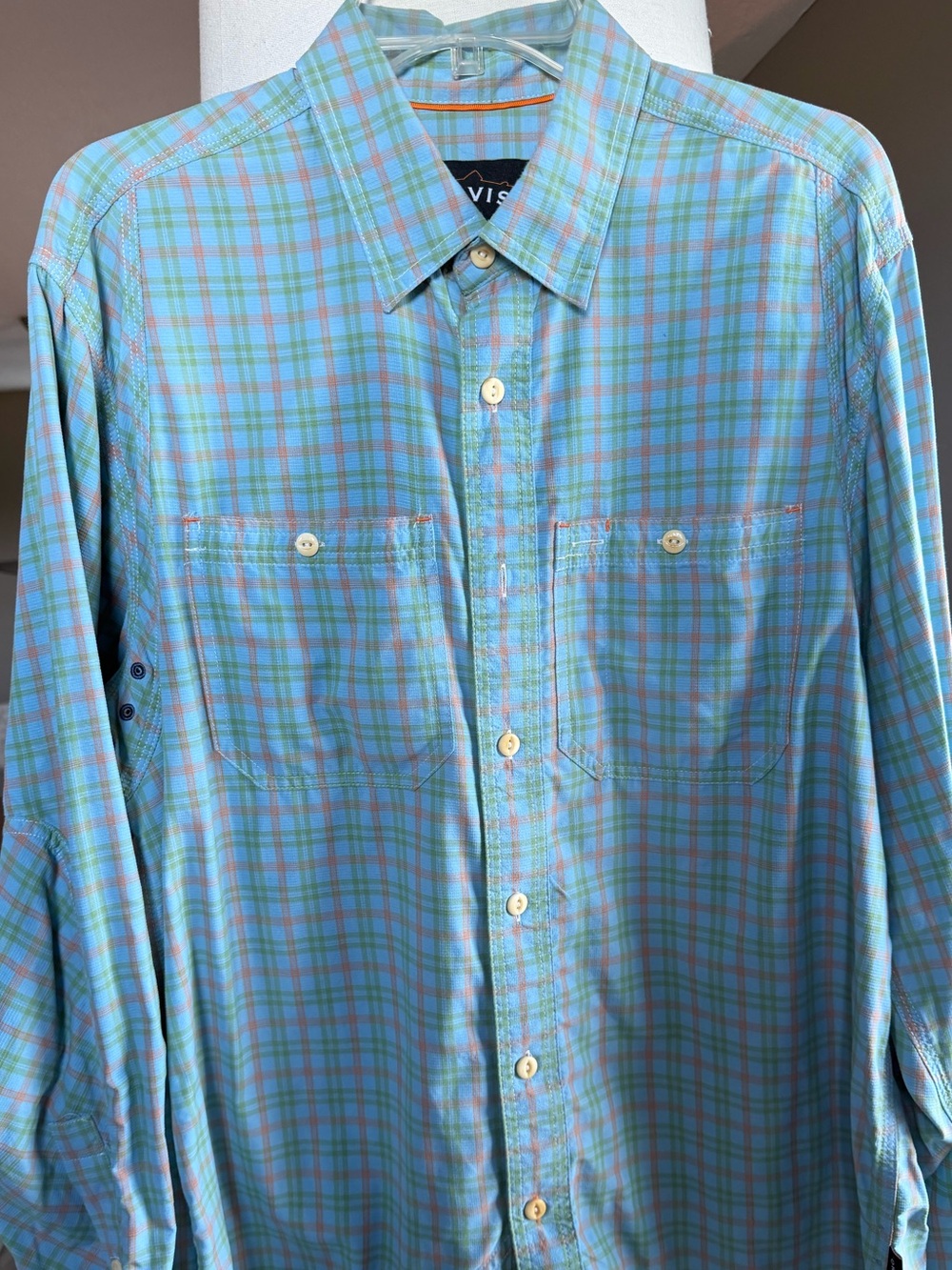 Orvis Light Blue and Green Plaid Casual Button-Down Shirt Men’s Size Medium NWOT